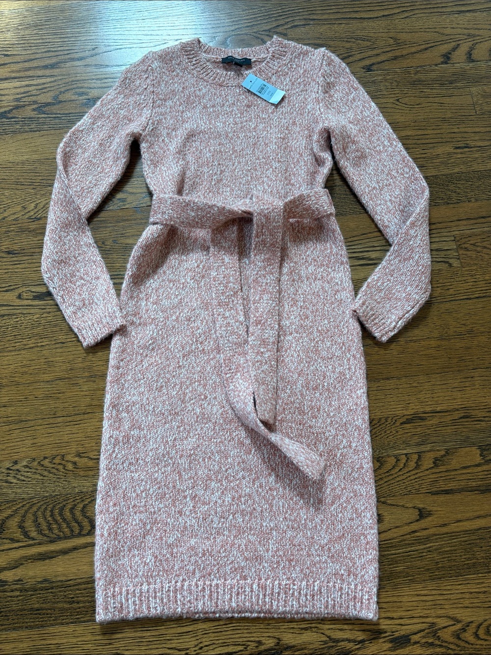 Ann Taylor NWT Cozy Long-Sleeve Belted Knit SWEATER Dress - Pink, xxsp
